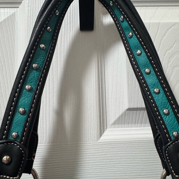 Montana West Black and Teal Studded Shoulder Bag - Picture 4 of 8